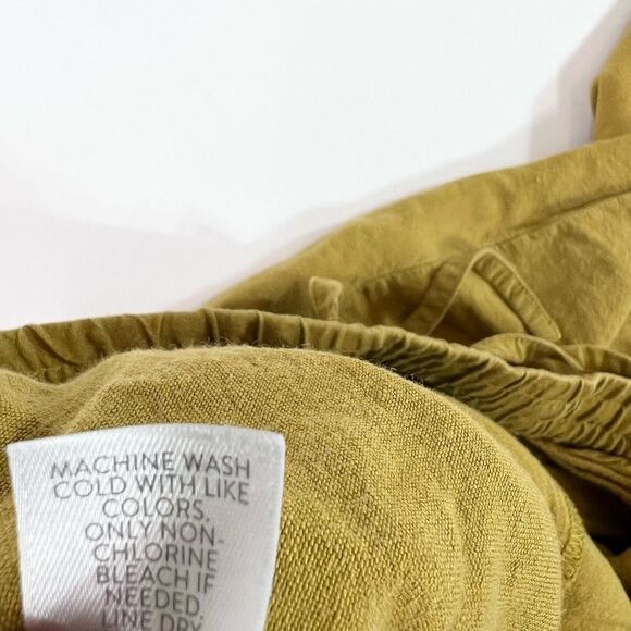J. Jill Linen Blend Pants Women's Medium Yellow Pull-On Drawcord Waist Cropped - Picture 9 of 12